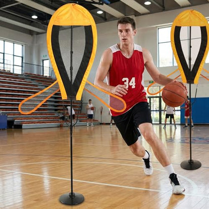 MR Dummy Defender, Height Adjustable Training Mannequin, Portable Defender Practice Dummy for Basketball, Volleyball, Soccer and Football - style: Flexible Hnads