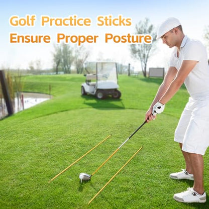 Golf Alignment Sticks 58", Golf Sticks Alignment Rods 3 Pack, Full Alignment Sticks for Golf Training, Golf Practice Swing Trainer for Aiming, Putting, Yellow