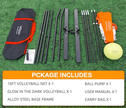 12FT/18FT Portable Volleyball Training Net for Hitting or Serving Drills, Outdoor & Indoor Freestanding Practice Net With Height Adjustable, Carry Bag - style: 18ft Portable volleyball net