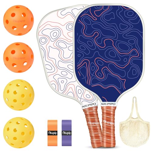 niupipo Pickleball Paddles Set of 2 or 4, USAPA Approved Fiberglass Pickleball Paddle Set with Balls and Bag, Polypropylene Honeycomb Core, Lightweight Pickleball Paddles for Beginners Men Women - color: 3. White & Blue