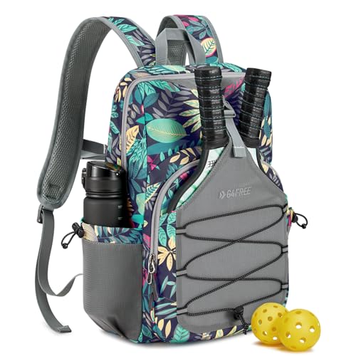 G4Free Pickleball Bag, Pickleball Backpack for Women and Men, Padel Bag Fits 2 to 4 Paddles, Gifts for Pickleball Lovers - color: Blue Leaf