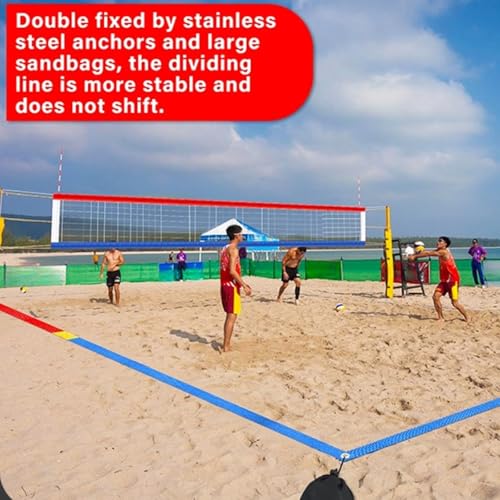 Beach Volleyball Line with Ground Nails Outdoor Volleyball Line Volleyball Courts Webbing Marker Enduring - color: Black
