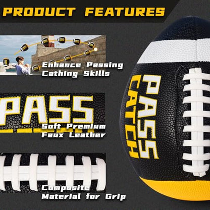 PassCatch Training Football, Fatherless Bounce Back Football Training Equipment Composite Leather Improving Enhance Solo Passing Catching Skills Youth Size(Ages 5-14,Deflated)