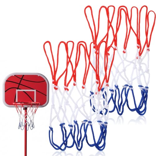 2Pcs Mini Basketball Net Replacement, 8 Loops Basketball Net Small Replacement Net for Indoor Door Room Walls, Vibrant Color
