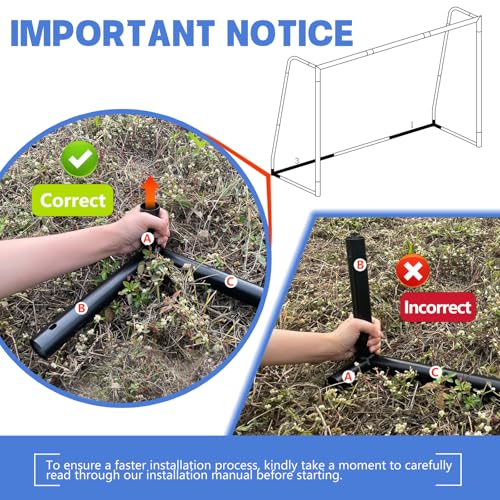 Soccer Goal for Backyard,6x4/8x5/10x6.5/12x6.5ft Metal Soccer, Soccer Goal for Kids 8-12, Soccer net with Zipper Design, Easy Assemble, Weatherproof Foam Padded Goal Post, Adults - style: 10'W×6.5'H