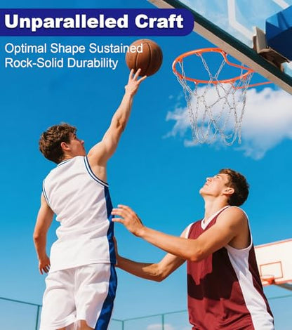LAO XUE Heavy Duty Stainless Steel Chain Basketball Net Replacement,12 Loops Rust Proof Fits All Standard Outdoor Hoops