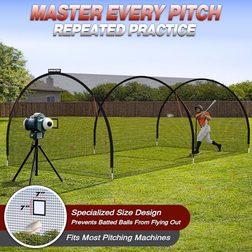 Batting Cages for Backyard - 22x10x10 ft Softball & Baseball Batting Cage Net with Zipper Door 4-Ply Anti-Tear Netting Batting Training Cage with Sturdy Steel Frame for Outdoor Indoor Use