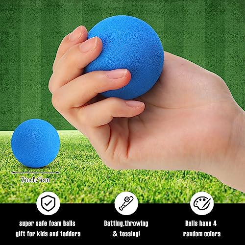 Wettarn 4 Pcs Foam Baseball Bat 24 Inches Foam Bat with Safe Soft Baseballs T Ball Set for Outdoor Indoor Sport Game Beginners Practice Playing Training(Red)