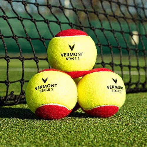 Vermont Mini Red Tennis Balls [Stage 3] | ITF Approved 36-Ball Bucket – All Court Surfaces