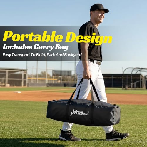 Baseball Hitting Trainer with 4 Power Bands,Auto Reset Softball Swing Trainer For Batting,Hitting Practice,Height Adjustable 31-47 inch Baseball Training Equipment With Metal Stakes & Carry Bag