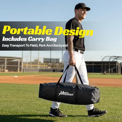 Baseball Hitting Trainer with 4 Power Bands,Auto Reset Softball Swing Trainer For Batting,Hitting Practice,Height Adjustable 31-47 inch Baseball Training Equipment With Metal Stakes & Carry Bag