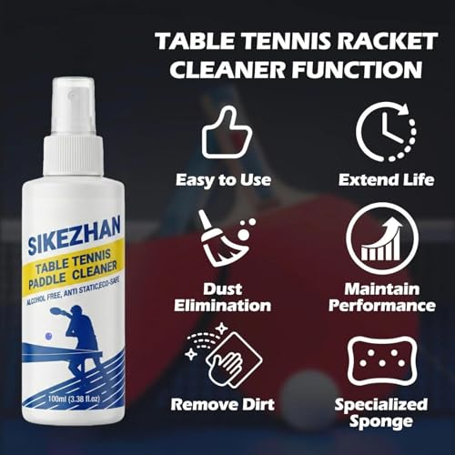 Table Tennis Paddle Spray - 100ml Dirt Removal Liquid - Table Tennis Paddle Cleaner Spray,for Eliminate Dirt & Dust Optimal Spin & Control Men Women Gym Sports Maintenance