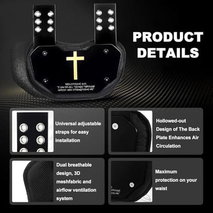 Football Back Plate，Shoulder Pads for Youth and Adult Football Players, Hard-Shell Lower Back Protection, high-Impact Protection, Philippians 4:13 - size: Youth
