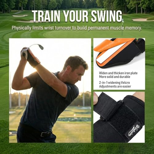 Golf Wrist Brace & Golf Swing Trainer Aid - Ambidextrous Hinge Training Support with Medical-Grade Splint, Post-Injury Recovery & Swing Correction for Men Women