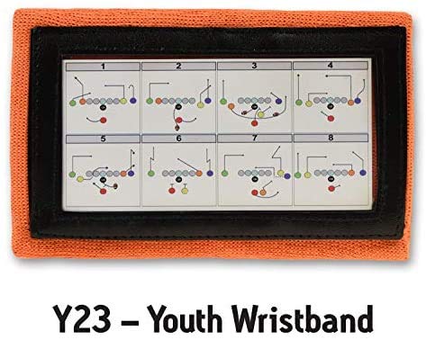 Y23 - Football Wristbands - Wrist Coach - QB Wristband - Football Play Wristbands - Playbook Wristband - color: Orange, size: 5 Pack