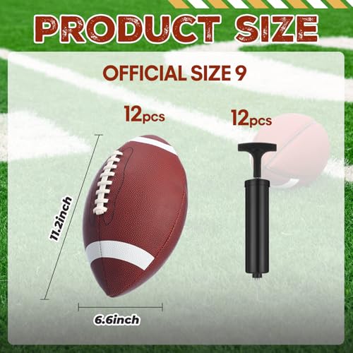 RoundFunny Footballs Pump Set Leather Footballs Bulk and Hand Pump Sport Gifts for Youth Junior Adult School Team Training Practicing Indoor Outdoor Operation Christmas - size: Official Size 9