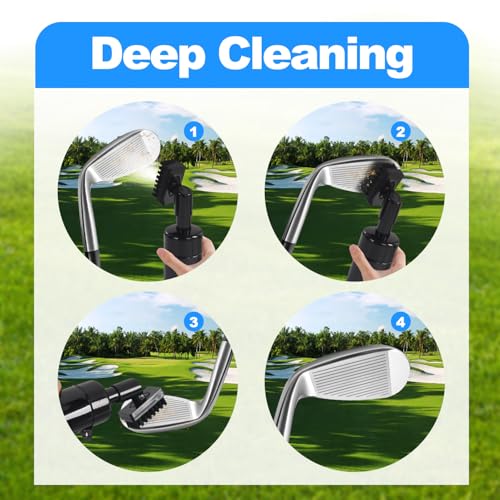 Golf Club Brush Cleaner with Water Bottle 7.5 Inches Holds 4 Ounces of Water - 2 Pack Pro Golf Club Cleaner Brush with Heavy Duty Retractable Clip - Golf Accessories