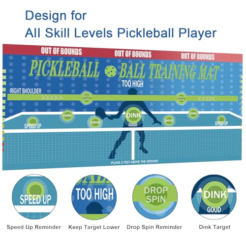 Portable Pickleball Training Pad with Rebound Board – 35"x70" Weather-Resistant Practice Mat for Indoor/Outdoor Drills, Easy-Install Solo Hitting Aid