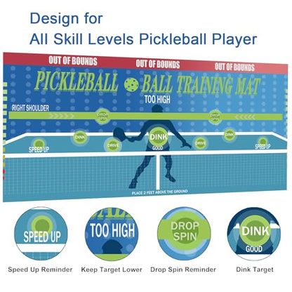 Portable Pickleball Training Pad with Rebound Board – 35"x70" Weather-Resistant Practice Mat for Indoor/Outdoor Drills, Easy-Install Solo Hitting Aid