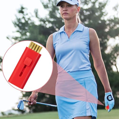 PAGOW 2 Pack Retractable Golf Club Cleaner Brush, Portable Double-Sided Golf Club Brush Groove Cleaner-Multicolor - color: Red