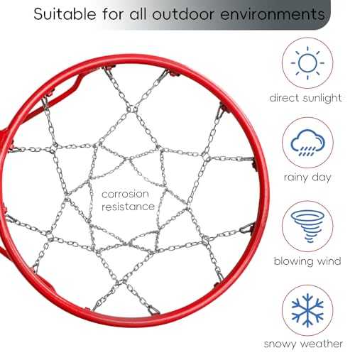Basketball Net, Stainless Steel Braided Chain Heavy Duty, Standard Basketball Net (12 Links), Quick Installation. Suitable for Indoor and Outdoor Climates - style: 002