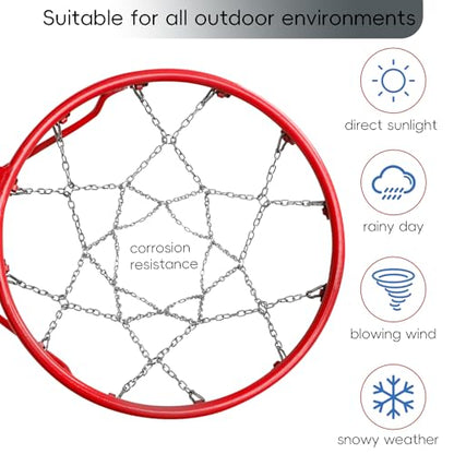 Basketball Net, Stainless Steel Braided Chain Heavy Duty, Standard Basketball Net (12 Links), Quick Installation. Suitable for Indoor and Outdoor Climates - style: 002