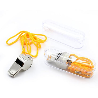 2 Stainless Steel Sports Whistles Set, with Lanyard and Storage Bag - Suitable for Football, Basketball, Volleyball, Referees, Coaches - Loud and Shrill Sound