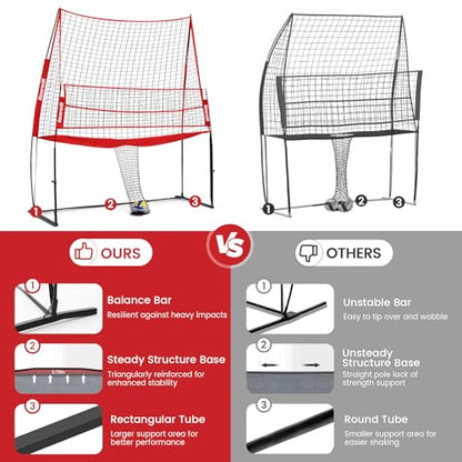 Bearwill Volleyball Training Equipment, Volleyball Practice Net System Update Freely Adjustable, Portable Volleyball Net for Backyard Indoor Outdoor Hitting Serving Passing Practice