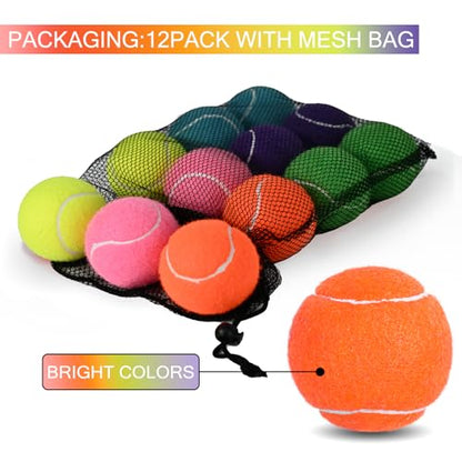 INSUM Bulk Tennis Balls for Beginner – 12 Pack High Elasticity Practice Tennis Balls with Mesh Bag, Suit for Pet Dog Training, Fetching - color: Mixed-N