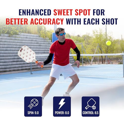 SCS Carbon Fiber Pickleball Paddle – USAPA Approved 2024 – Lightweight, Enhanced Spin, Sure-Grip Handle – Evo-Lite Series for Intermediate Players - color: Charm
