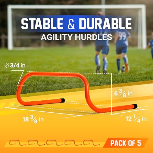 Yes4All Agility Speed Training Agility Hurdles for Athletes - 5 Pack - Speed and Agility Training Equipment for Soccer Basketball Football Hurdle Training - color: A. Set 5 Hurdles Neon Orange