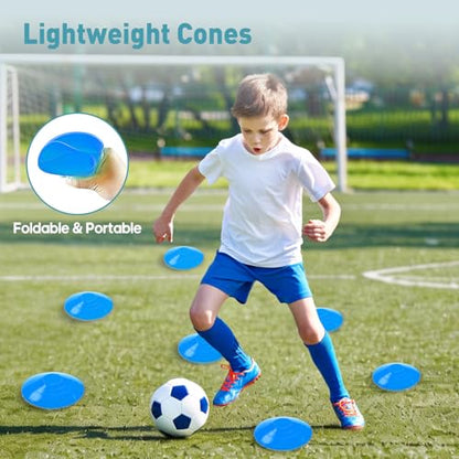 Agility Ladder Speed Training Equipment Set-20ft Ladder,12 Cones, 4 Adjustable Hurdles, Jump Rope, Resistance Parachute| Soccer,Basketball, Football Practice Equipment for Youth, Adults - color: Blue, size: 17.18"*5.72"*13.32"
