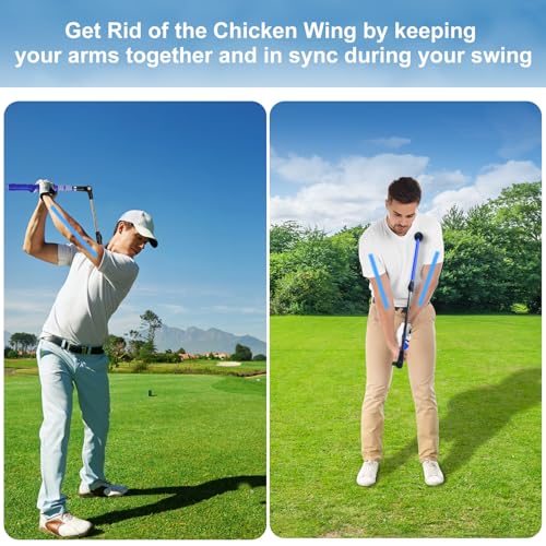 Golf Swing Trainer aid - Golf Training aid to Improve Hinge, Forearm Rotation, Shoulder turna and Grip.Portable Collapsible Swing Trainer Equipped with Golf Grip Trainer - color: BLUE