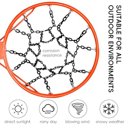 Basketball Net Replacement Heavy Duty,Resin Material, Anti-Rust Use Indoor Outdoor Standard 12-Ring Basketball Hoop - style: Black