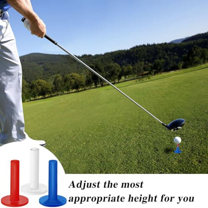 Skylety 18 Pieces Rubber Golf Tees for Mats Golf Rubber Tees for Practice Artificial Turf Mat 4 Mixed Size Tee Holder for Indoor and Outdoor Driving Range Simulator