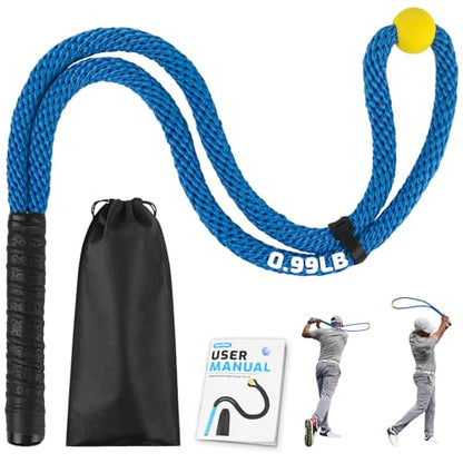 Weighted Premium Golf Rope Swing Trainer, Professional Golf Swing Rope, Warm-Up Training Tempo Aids with Ball and Grip to Improve Speed, Rhythm, Flex & Strength for All-Level Golfers - color: Blue