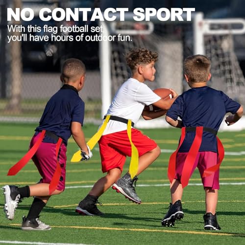 Flag Football Belts, Flag Football Set for Adults Kids Youth and Family, Adjustable Flag Football Flags for 14 Players with 42 Flags, Sports Training Competition