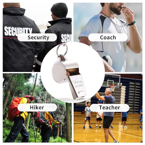 HUTOU Whistle 2 Packs Stainless Steel Coach Sports Whistle with Lanyard, Loud Crisp Sound Whistle Ideal for Coaches, Referees, and Official