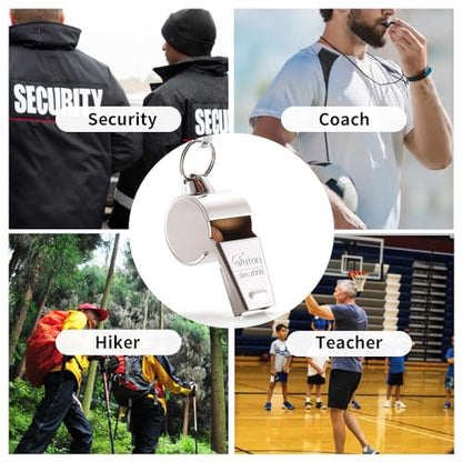 HUTOU Whistle 2 Packs Stainless Steel Coach Sports Whistle with Lanyard, Loud Crisp Sound Whistle Ideal for Coaches, Referees, and Official