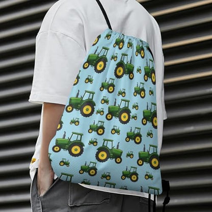 Gym Drawstring Backpack Sackpack Water Resistant for Sports Beach Yoga Travel Unisex, Toy Tractors Bags - color: Picture (373)