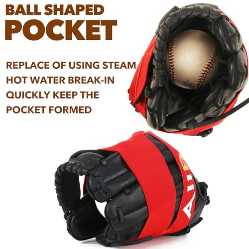 AliBall Baseball Glove Wrap, Softball and Baseball Glove Strap, Replace of Using Steam, Hot Water Break-in, Quickly Keep The Pocket Formed, Easy Quick to Put On and Take Off, Fit All Gloves - color: Red