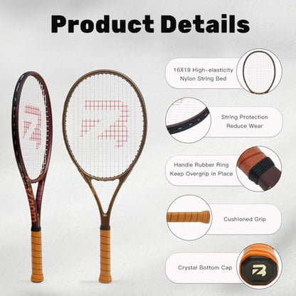 BatZoom Tennis Racket for Beginners & Adults - Lightweight Graphite Racquet with Comfortable Grip | Shock Reduction Technology | Includes Carrying Bag(Color Options) - color: Bronze-Gold