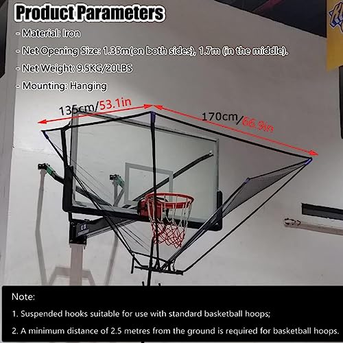Basketball Rebounder Shot Returner Return Shooting Practice Attachment Net Training Rotating for Hoop with Bag for Storage f