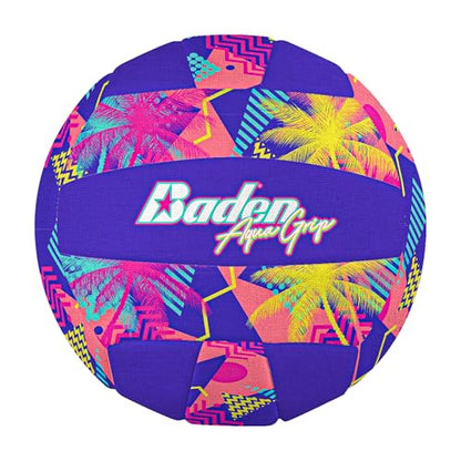 Baden Aquagrip Soft Neoprene Cover Swimming Pool Ball - color: Purple/Yellow Electric Palm, size: Official Size 5, style: Volleyball