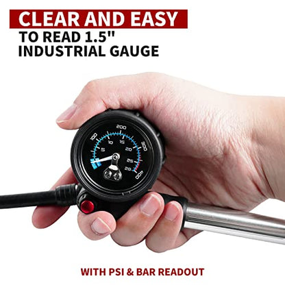 BV Mini Bike Pump Portable Frame Pump, Shock Pump for Bike Shock, Air Ball Pump Inflator with Ball Pump Needles, Mini Pump Fits Presta & Schrader- Smart Valve - style: Shock Pump/400 PSI
