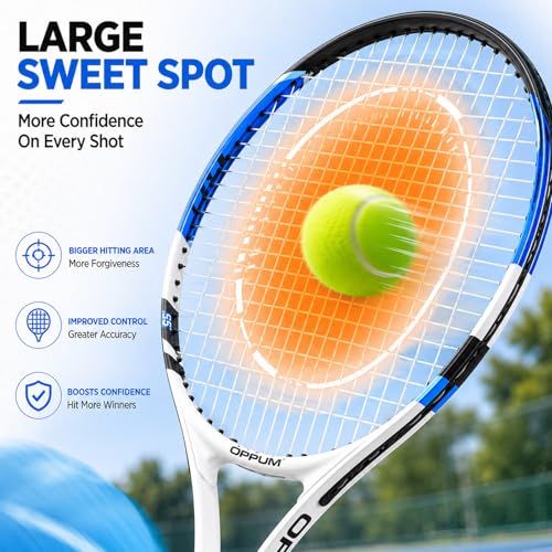 2-Pack Kids Tennis Racket Set, 16 21 23 25 Inch Junior Racquets for Boys Girls, Lightweight Aluminum Starter Kit with Shoulder Bag and 2 Balls - color: 25 inch-2pcs New(Purple+Blue)
