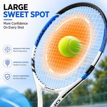 2-Pack Kids Tennis Racket Set, 16 21 23 25 Inch Junior Racquets for Boys Girls, Lightweight Aluminum Starter Kit with Shoulder Bag and 2 Balls - color: 25 inch-2pcs New(Purple+Blue)