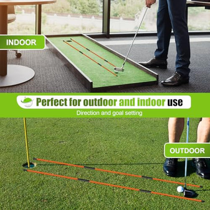 Golf Alignment Sticks 2 Pack, 48″Collapsible Practice Rods for Aiming/Putting, Golf Training Aid for Swing Trainer with Clear Tube Case, Foldable Training Rods with 10 Golf Tees - color: Orange