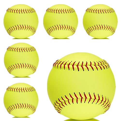 Official Size 12" Softballs - Fastpitch Practice & Training Balls, Leather Covered - color: 6 Softballs