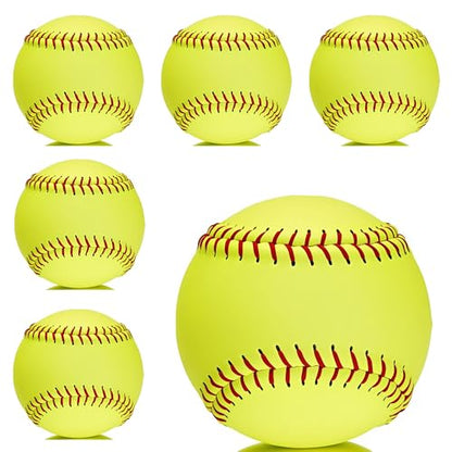 Official Size 12" Softballs - Fastpitch Practice & Training Balls, Leather Covered - color: 6 Softballs